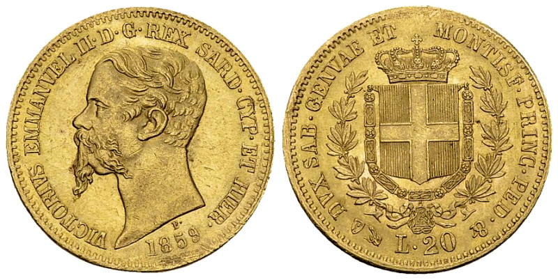 Vittorio Emanuele II, AV 20 Lire 1859, Genova 

Italia. Savoia. Vittorio Emanu...