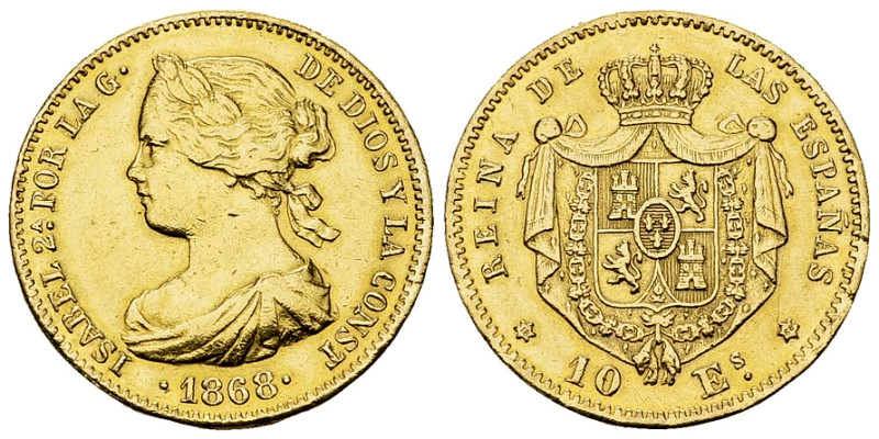 Isabel II AV 10 Escudos 1868 

Spain. Isabel II (1833-1868). AV 10 Escudos 186...