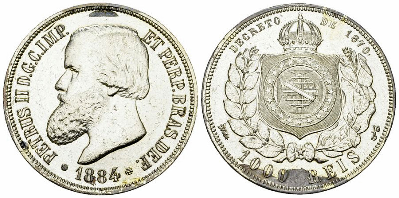 Pedro II AR 1000 Reis 1884 

Brazil. Pedro II. AR 1000 Reis 1884 (12.71 g).
K...