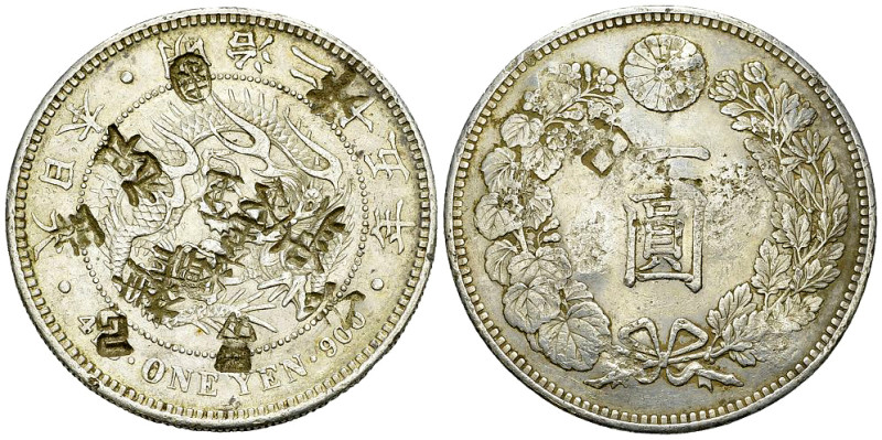 Japan, AR Yen 1892, Chopmarked 

Japan. Mutsu-Hito (1867-1912). AR Yen 1892 (2...