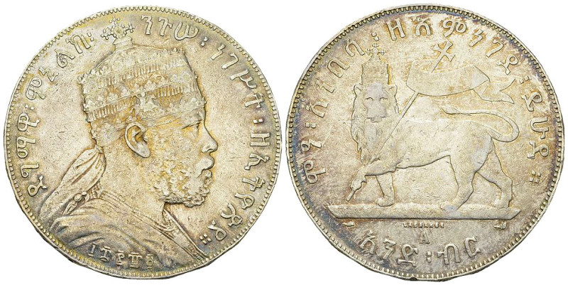 Menelik II AR Birr EE 1889 

Ethiopia. Menelik II (1889-1913). AR Birr 1889 (4...