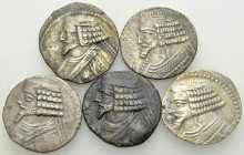 Parthia, Lot of 5 BI Tetradrachms