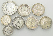 Bulgaria/Romania/Serbia, Lot of 8 AR coins
