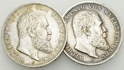 Württemberg, Lot von 2 AR 3 Mark