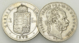 Hungary, Lot of 2 AR 1 Forint 1879