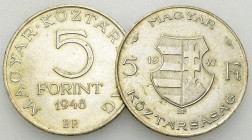 Hungary, Lot of 2 AR 5 Forint