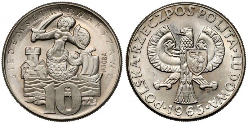 Próba CuNi 10 złotych 1965, 700 lat Warszawy - Syrena Reference: Parchimowicz P....