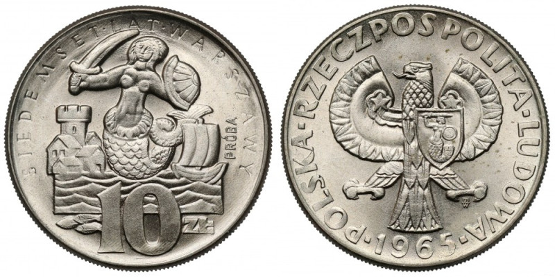 Próba CuNi 10 złotych 1965, 700 lat Warszawy - Syrena Reference: Parchimowicz P....