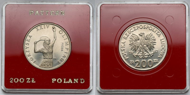 Próba CuNi 200 złotych 1987 Igrzyska XXIV Olimpiady - Tenisistka Reference: Parc...