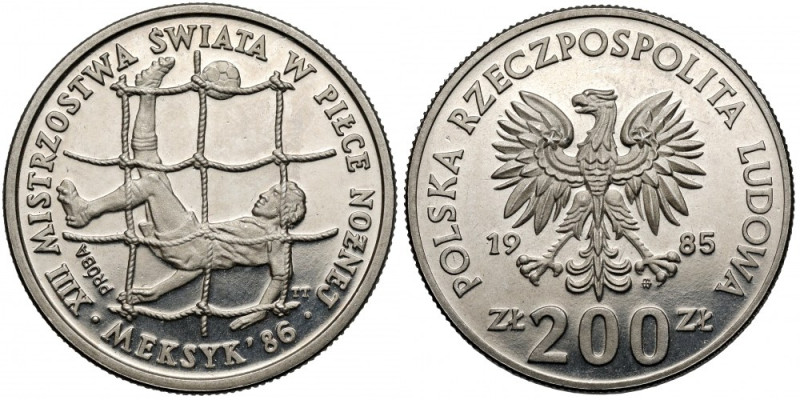 Próba NIKIEL 200 złotych 1985 XIII MŚ w piłce nożnej - Meksyk patyna
Reference:...