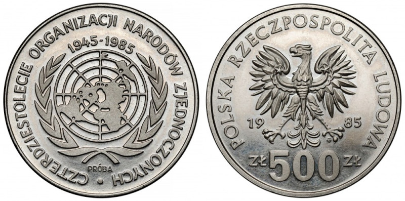 Próba NIKIEL 500 złotych 1985, 40 Lat ONZ Reference: Parchimowicz P464a
Grade: ...