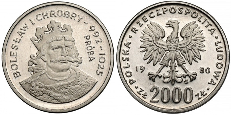 Próba NIKIEL 2.000 złotych 1980 Bolesław Chrobry Patyna. 
Reference: Parchimowi...