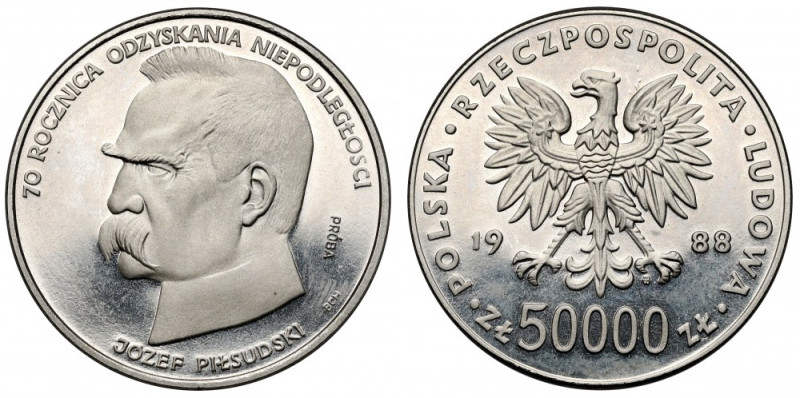 Próba NIKIEL 50.000 złotych 1988 Piłsudski Reference: Parchimowicz P.529.a
Grad...