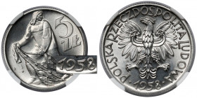 5 złotych 1958 Rybak - wąska ósemka - PIĘKNY