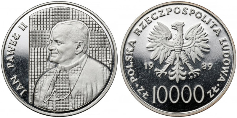 10.000 złotych 1989 Jan Paweł II - na kratce Moneta przedstawiona na zdjęciach w...