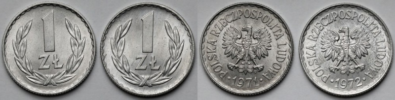 1 złoty 1971 i 1972 - zestaw (2szt) Mennicze. 

Grade: UNC/AU