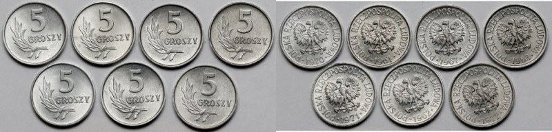 5 groszy 1961-1971 - zestaw (7szt)