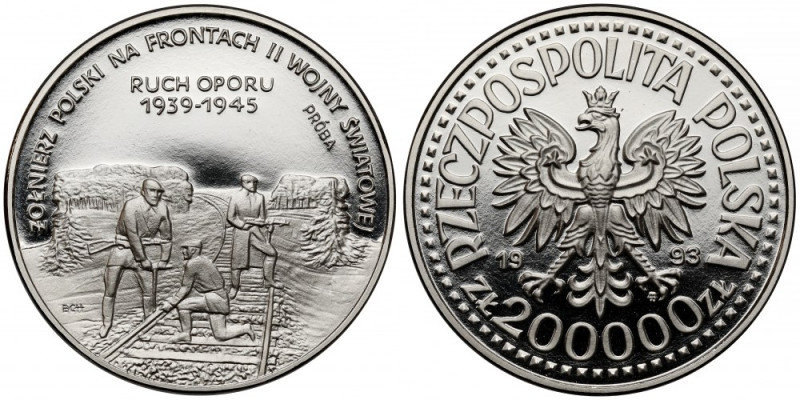 Próba NIKIEL 200.000 złotych 1993 Ruch Oporu Reference: Parchimowicz P.649
Grad...