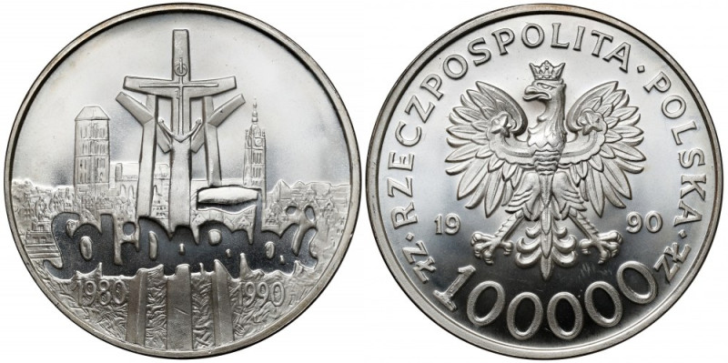 100.000 złotych 1990 Solidarność - odmiana A Piękna, wyselekcjonowana sztuka. 
...