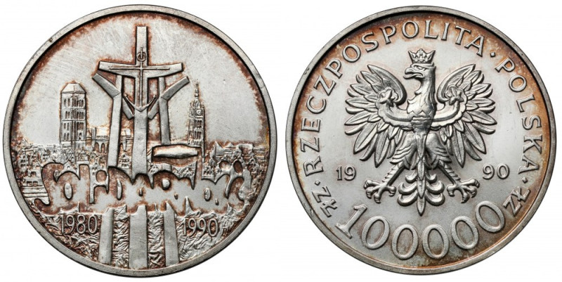 100.000 złotych 1990 Solidarność - odmiana A Reference: Parchimowicz 619.a
Grad...