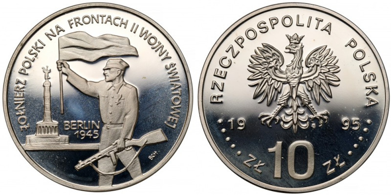 10 złotych 1995 Berlin Moneta przedstawiona na zdjęciach w różnych rodzajach ośw...