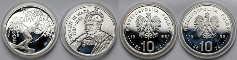 10 złotych 1998 Zygmunt III Waza i Nagano - zestaw (2szt)