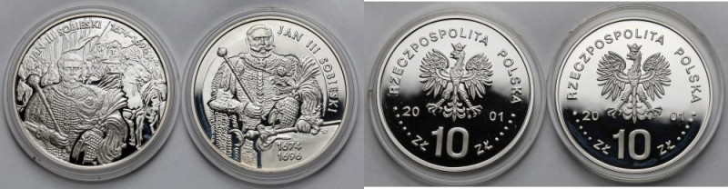 10 złotych 2001 Jan III Sobieski - zestaw (2szt)