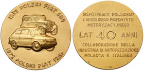 Włochy ZŁOTO Medal 40 lat Polskiego Fiata 1932-1972 - RZADKOŚĆ