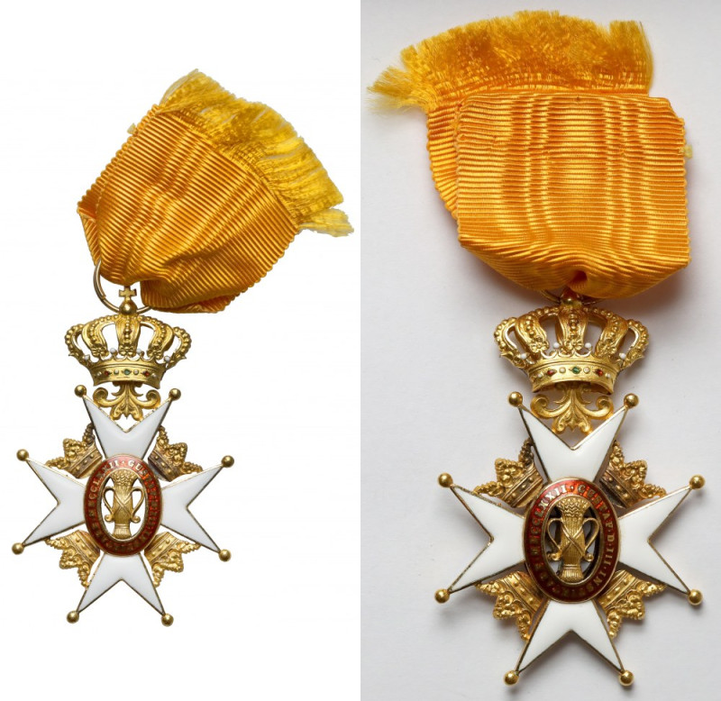 Szwecja, Order Wazów (1860-1974) - w ZŁOCIE Wymiary krzyża (z koroną): 61 x 39,5...