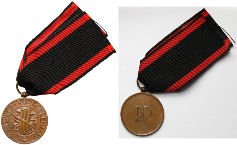 II RP, Medal Niepodległości Wstążka późniejsza.&nbsp; Średnica: 35 mm. Reference...