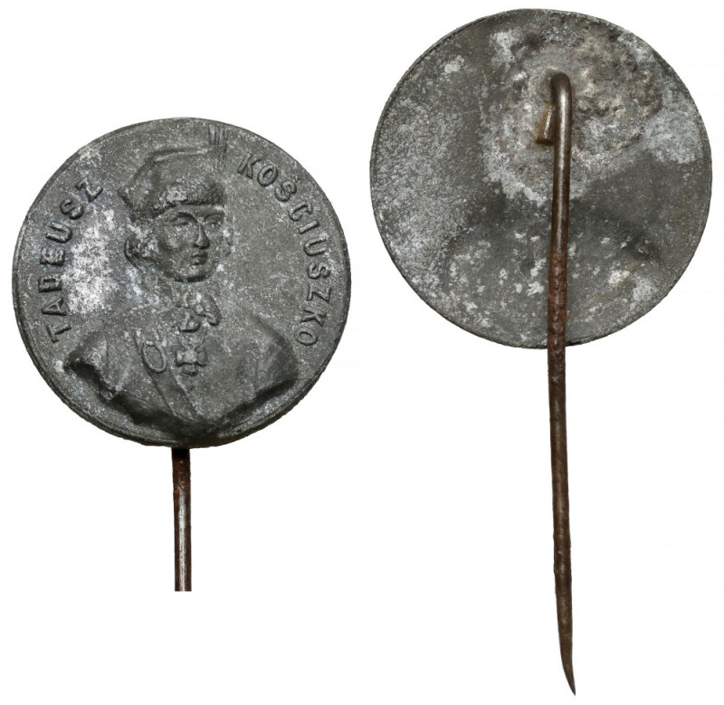 Przypinka, Tadeusz Kościuszko (XIX/XXw.) Średnica: 20,5 mm.