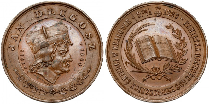 Medal, Jan Długosz - 400-lecia śmierci historyka w Krakowie 1880 Bardzo ładny me...