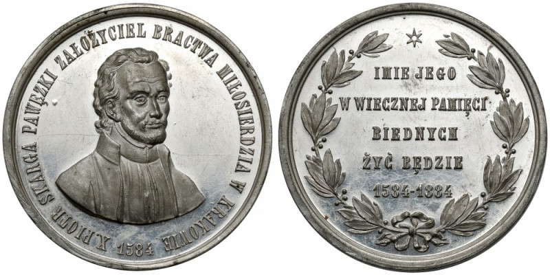 Medal, Piotr Skarga - założenie Bractwa Miłosierdzia, 1884 Piękne, głębokie lust...