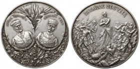 Francja, Medal SREBRO Generał Foch i admirał Ronarch (~1914) - Bataille de l'Yser