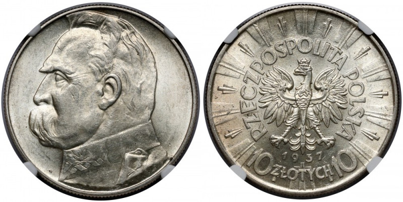 Piłsudski 10 złotych 1937 Mennicza, urokliwa moneta. 
Reference: Chałupski 2.32...