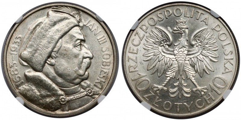 Sobieski 10 złotych 1933 Piękny Sobieski doceniony notą typu MS. 
Reference: Ch...