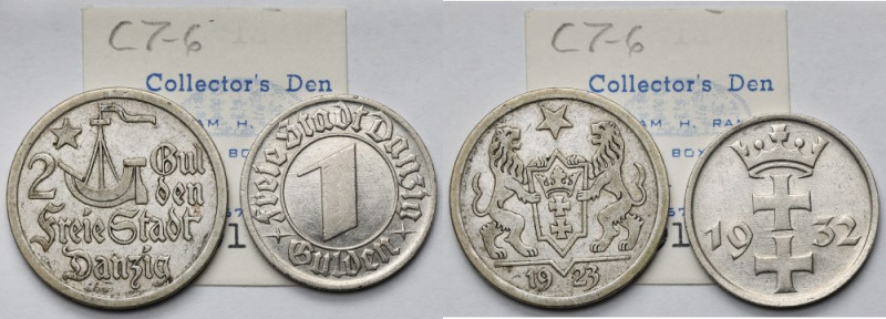 Gdańsk, 1 i 2 guldeny 1923-1932 - zestaw (2szt) 
Grade: 3+, 2-