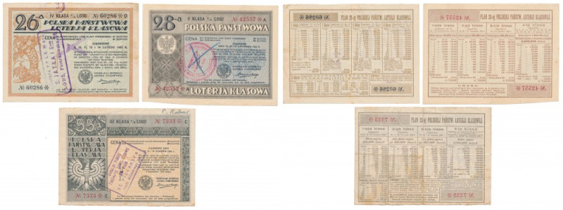 26, 28 i 33-a Polska Państwowa Loterja Klasowa - zestaw (3szt)