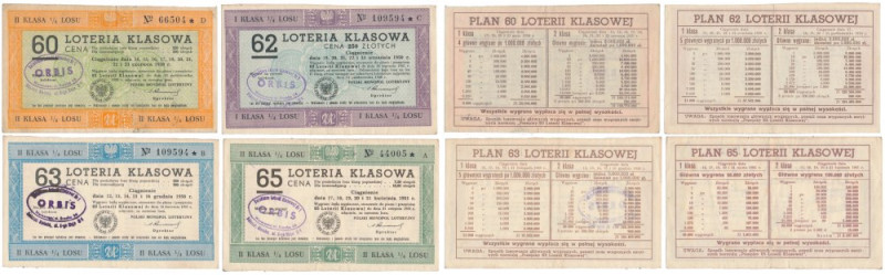 60, 62, 63 i 65-a Loteria Klasowa - zestaw (4szt)