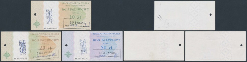 Bony Paliwowe na 10, 20 i 50 zł 2002 - skasowane (3szt) 
Grade: UNC/AU