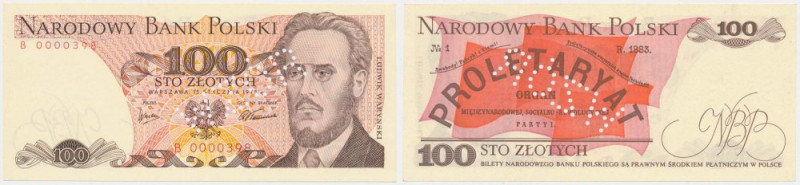 100 zł 1975 - WZÓR Jaroszewicza - perforacja - B 0000398 Niski numer poprzedzony...