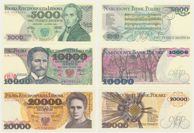 Zestaw 5.000, 10.000 i 20.000 zł 1982-1989 (3szt) 
Grade: UNC