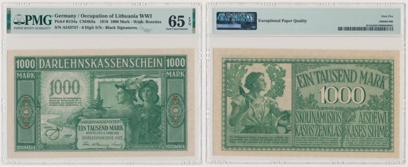 Kowno, 1.000 marek 1918 - numeracja 6-cyfrowa Reference: Miłczak K8a
Grade: PMG...