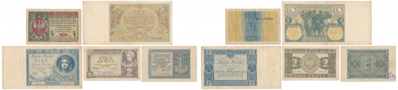 Zestaw banknotów 1916-1941 (5szt) 
Grade: F-VF