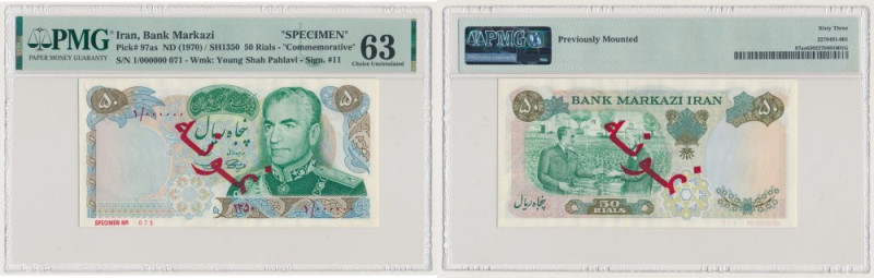 Iran, SPECIMEN 50 Rials ND (1970) Reference: Pick 97as
Grade: PMG 63