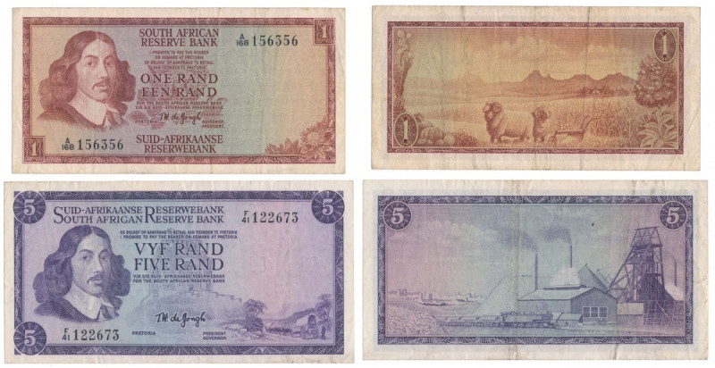 South Africa, 1 & 5 Rand ND (2pcs) 
Grade: 3, 3