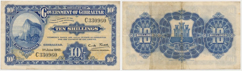 Gibraltar, 10 Shillings 1942 
Grade: VF+