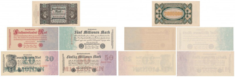 Germany, 500.000 mk - 50 mln mk 1923 (5pcs) 
Grade: 2+ do 1