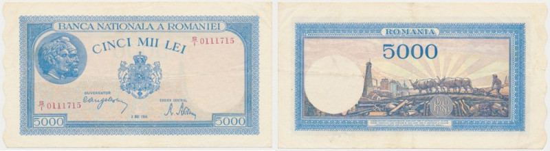 Romania, 5.000 Lei 1944 Reference: Pick 56
Grade: VF+