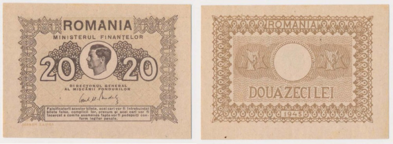 Romania, 20 Lei 1945 Reference: Pick 76
Grade: UNC